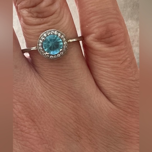 Sterling silver aqua zicron ring - Picture 1 of 1